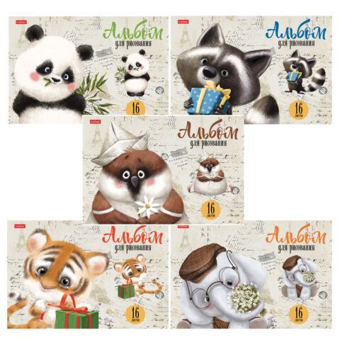 Альбом для рисования А4 16 л., скоба, обложка картон, HATBER, 205х290 мм, "Зоозаврики", 079713, 16А4В