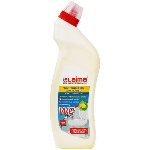 Средство для уборки туалета кислотное 750 г, LAIMA PROFESSIONAL "Лимон-WC Гель", утенок, 604793 