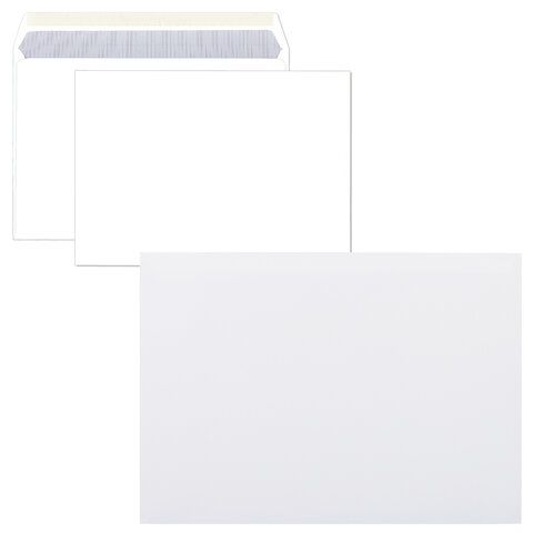 Конверты С4 (229х324 мм), клей, 90 г/м2, КОМПЛЕКТ 50 шт., внутренняя запечатка, STAFF, 116571