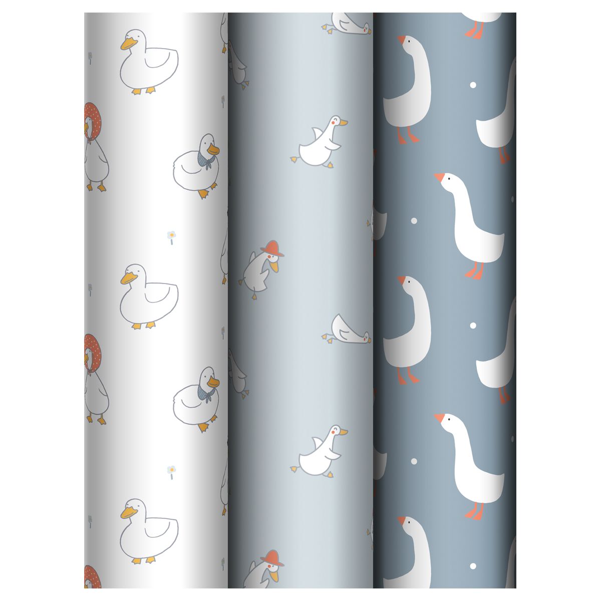 Набор упаковочной бумаги глянц. 70*100см, MESHU "Goose set", 80г/м2, ассорти 3 дизайна