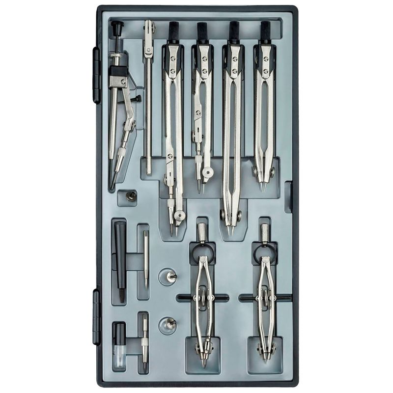 Готовальня Globus "Technica", 14 предметов, циркуль 155мм, пластиковый футляр