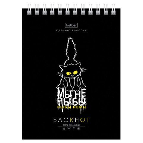 Блокнот МАЛЫЙ ФОРМАТ А6, 40 л., гребень, картон, клетка, HATBER, "Проект "Капланопись", 090639, 40Б6В1гр