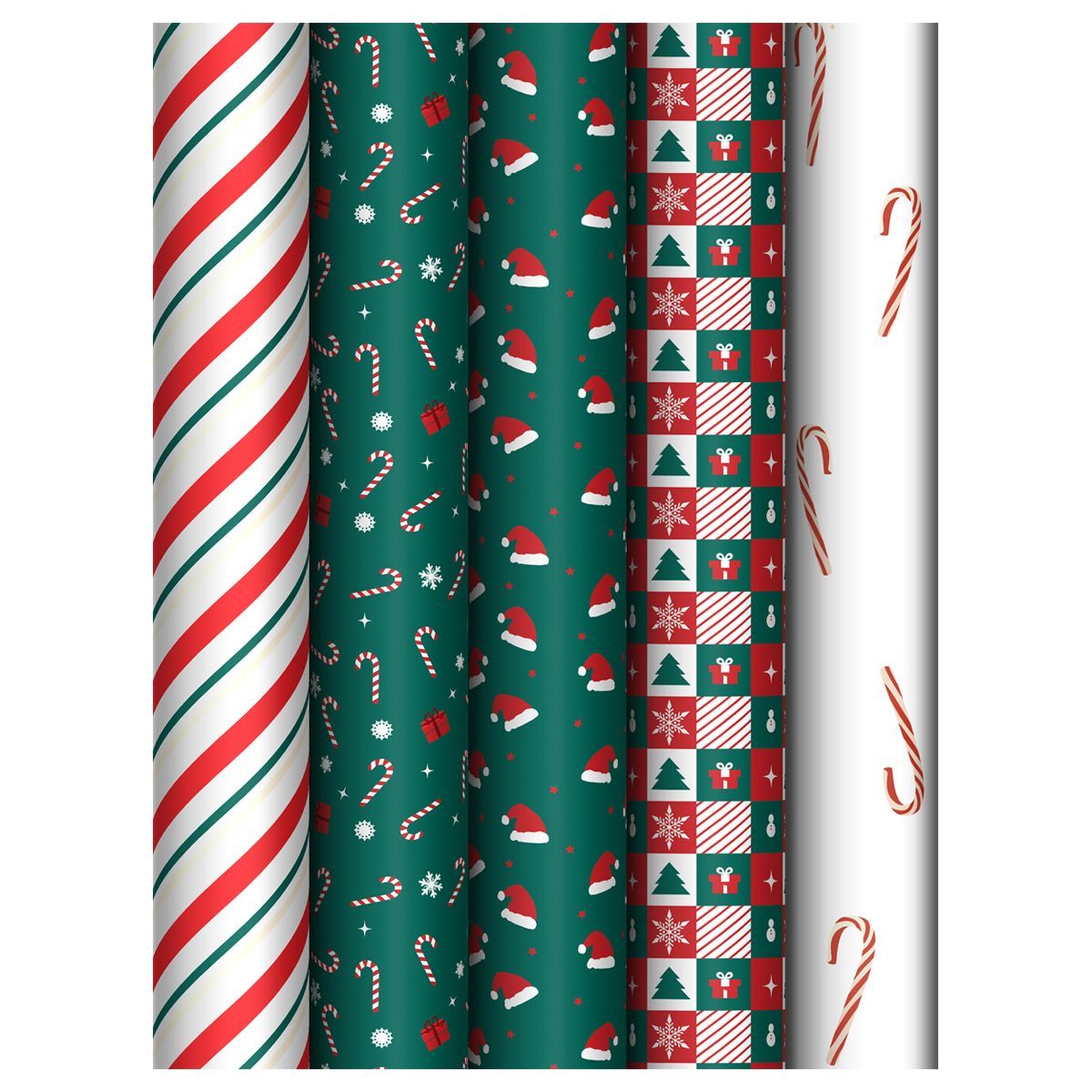 Упаковочная бумага глянц. 70*100см, MESHU "Christmas pattern", 80г/м2, ассорти 5 дизайнов