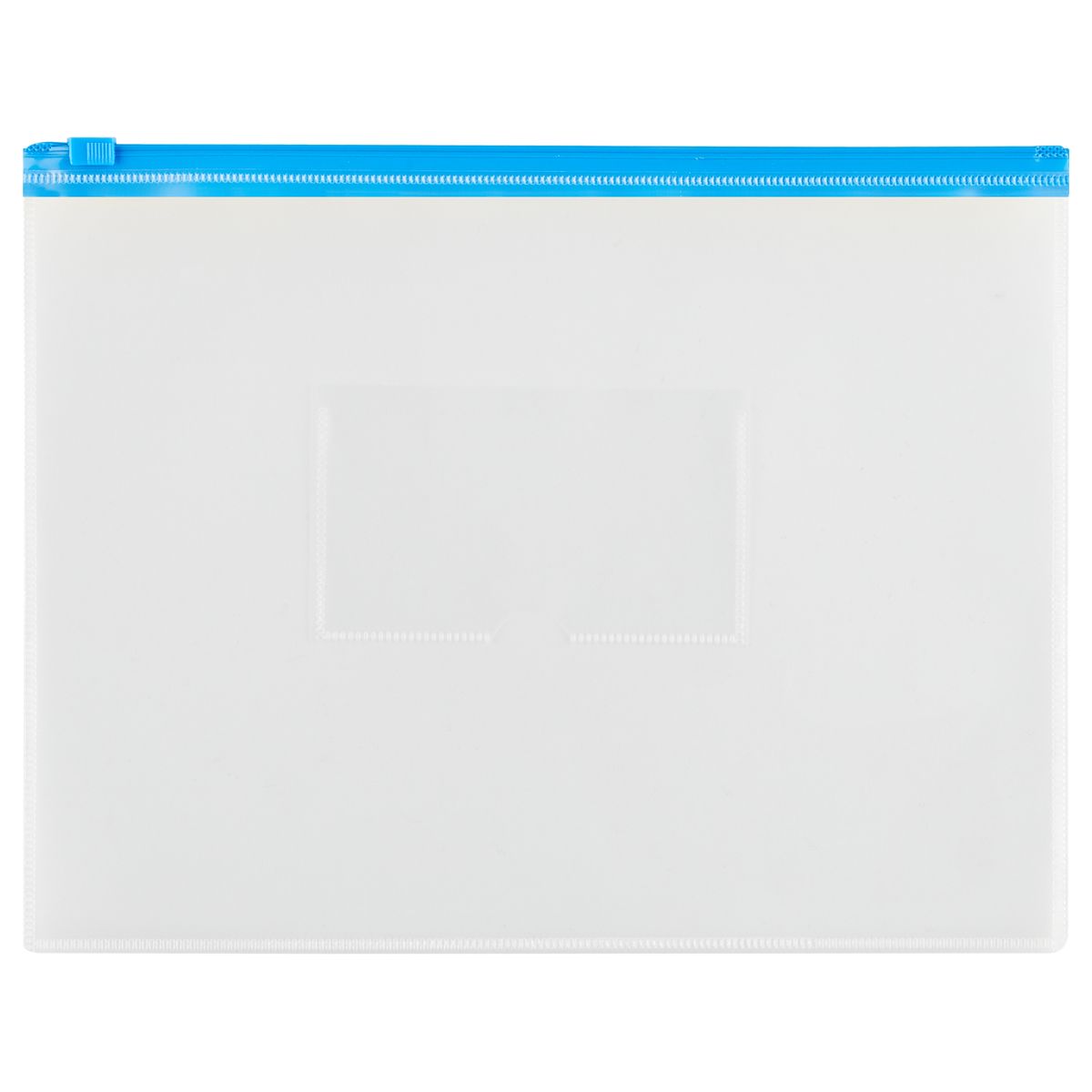 Папка-конверт на zip-молнии СТАММ А5, полипропилен, 150мкм, прозрачная, карман, молния синяя