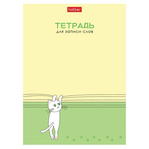 Тетрадь-словарь для записи иностранных слов А6 24 л., скоба, линия, HATBER, "Умный котик", 090006, 24Т6В5_29740