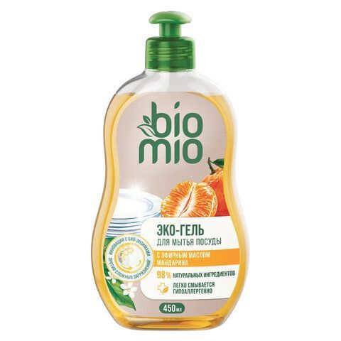 Средство для мытья посуды, овощей и фруктов 450мл BIOMIO "Мандарин", ш/к 04437, 508.04089.1801 
