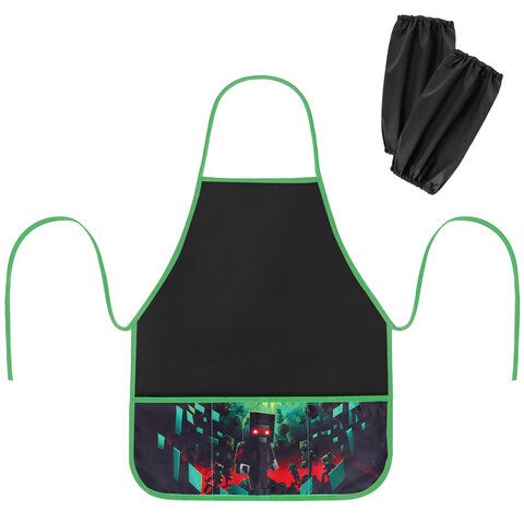 Фартук с нарукавниками для уроков труда BRAUBERG, 3 кармана, 46x54 см, Night warrior, 273640