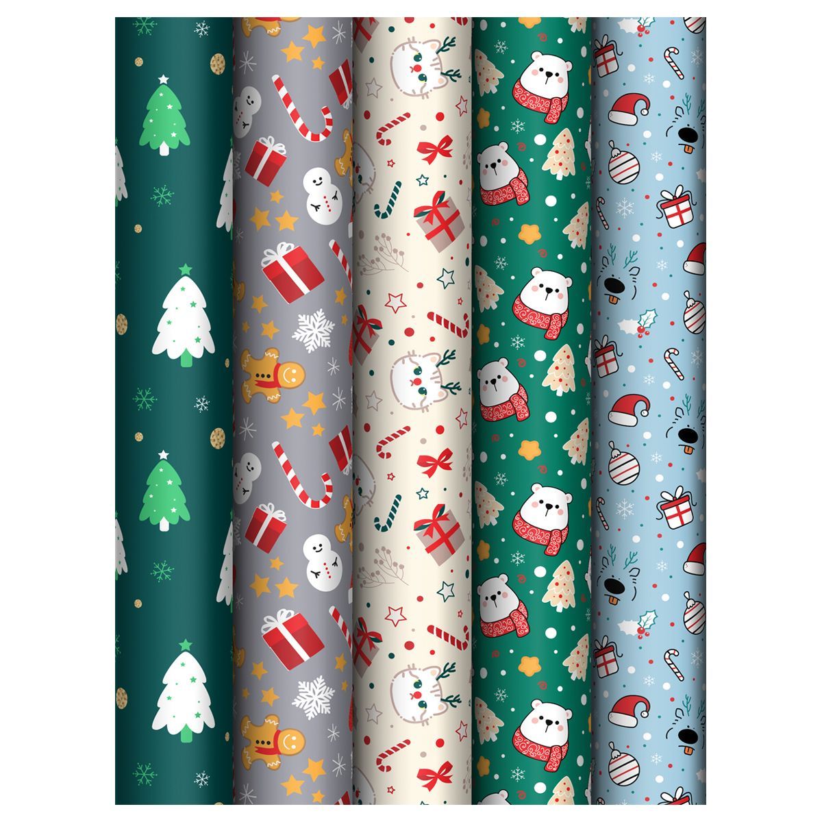 Упаковочная бумага глянц. 70*100см, MESHU "NY mood", 80г/м2, ассорти 5 дизайнов