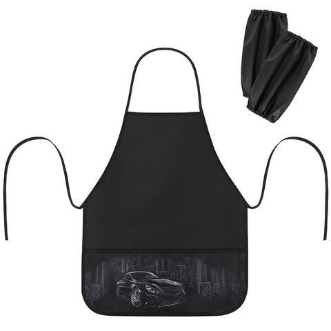 Фартук с нарукавниками для уроков труда BRAUBERG, 3 кармана, 46x54 см, City car, 273639