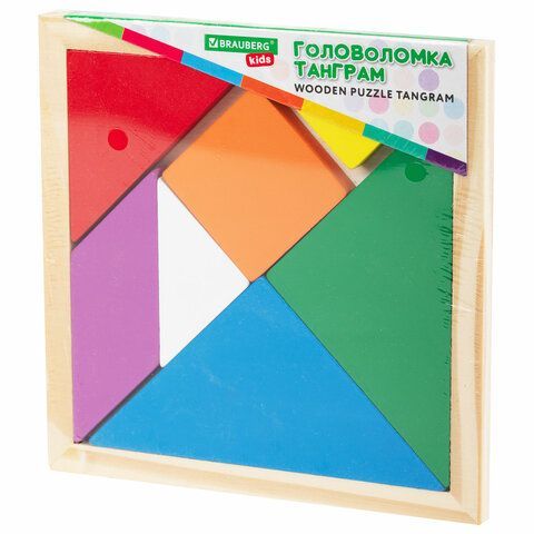 Головоломка развивающая деревянная "Танграм", 14х14 см., BRAUBERG KIDS, 665261