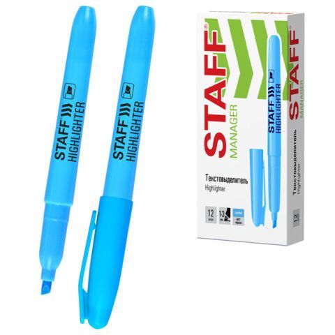 Текстовыделитель STAFF "Manager" HL-238, ГОЛУБОЙ, линия 1-3 мм, 151242