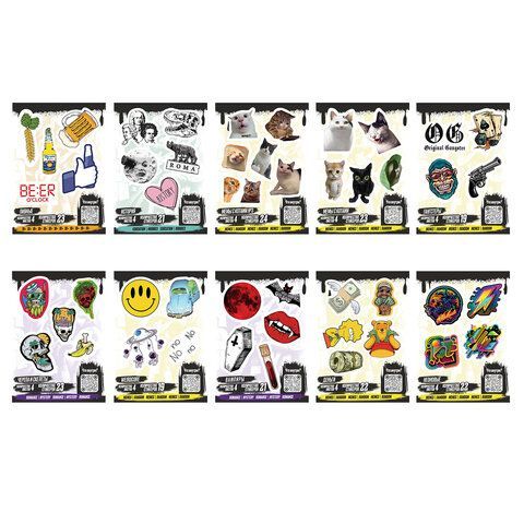 Наклейки виниловые, 21-26 шт., 4 листа, А6, "МЕМЫ", АССОРТИ, NALEPKING