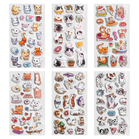 Наклейки зефирные "Котики", 18х9,5 см, ассорти 6 видов, FUNSTER (ФАНСТЕР), 666092