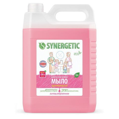 Мыло жидкое 5 л SYNERGETIC, "Аромамагия" гипоаллергенное, биоразлагаемое, ЭКО, 105504 
