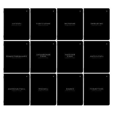 Тетради предметные, КОМПЛЕКТ 12 ПРЕДМЕТОВ 48 л., пластиковая обложка, BRAUBERG "BLACK MODE", 405541