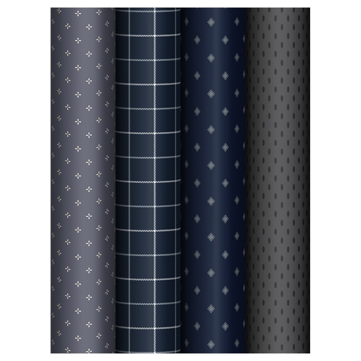 Упаковочная бумага глянц. 70*100см, MESHU "Dark", 80г/м2, ассорти 4 дизайна