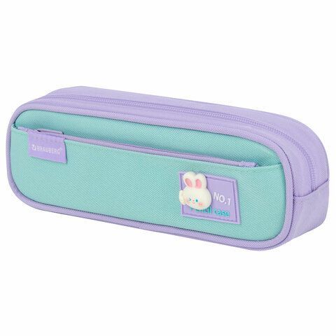 Пенал-футляр BRAUBERG, 2 отделения, 3D элемент, полиэстер, Cute bunny, 23х8х5 см, 273571