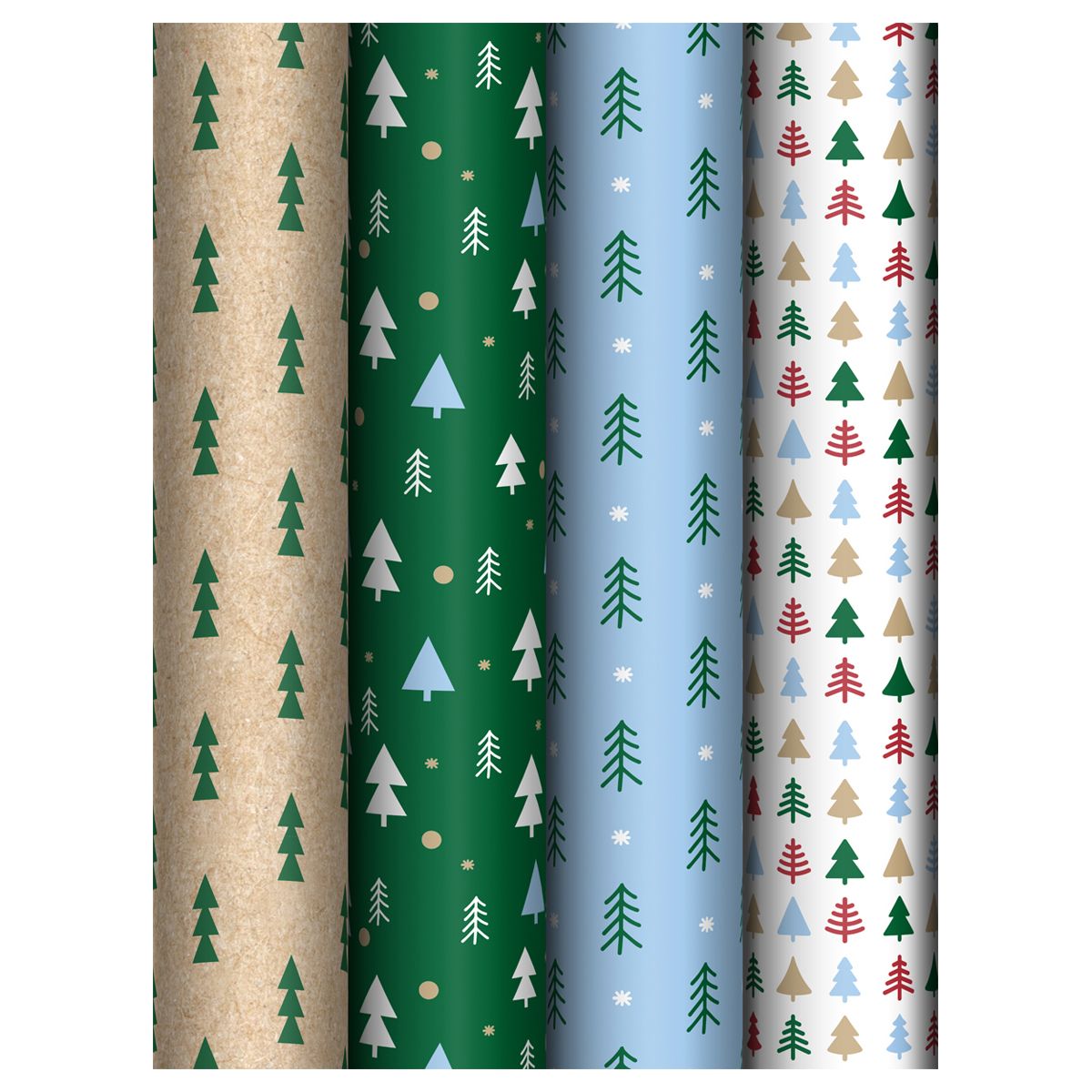 Упаковочная бумага глянц. 70*100см, MESHU "Tree pattern", 80г/м2, ассорти 4 дизайна