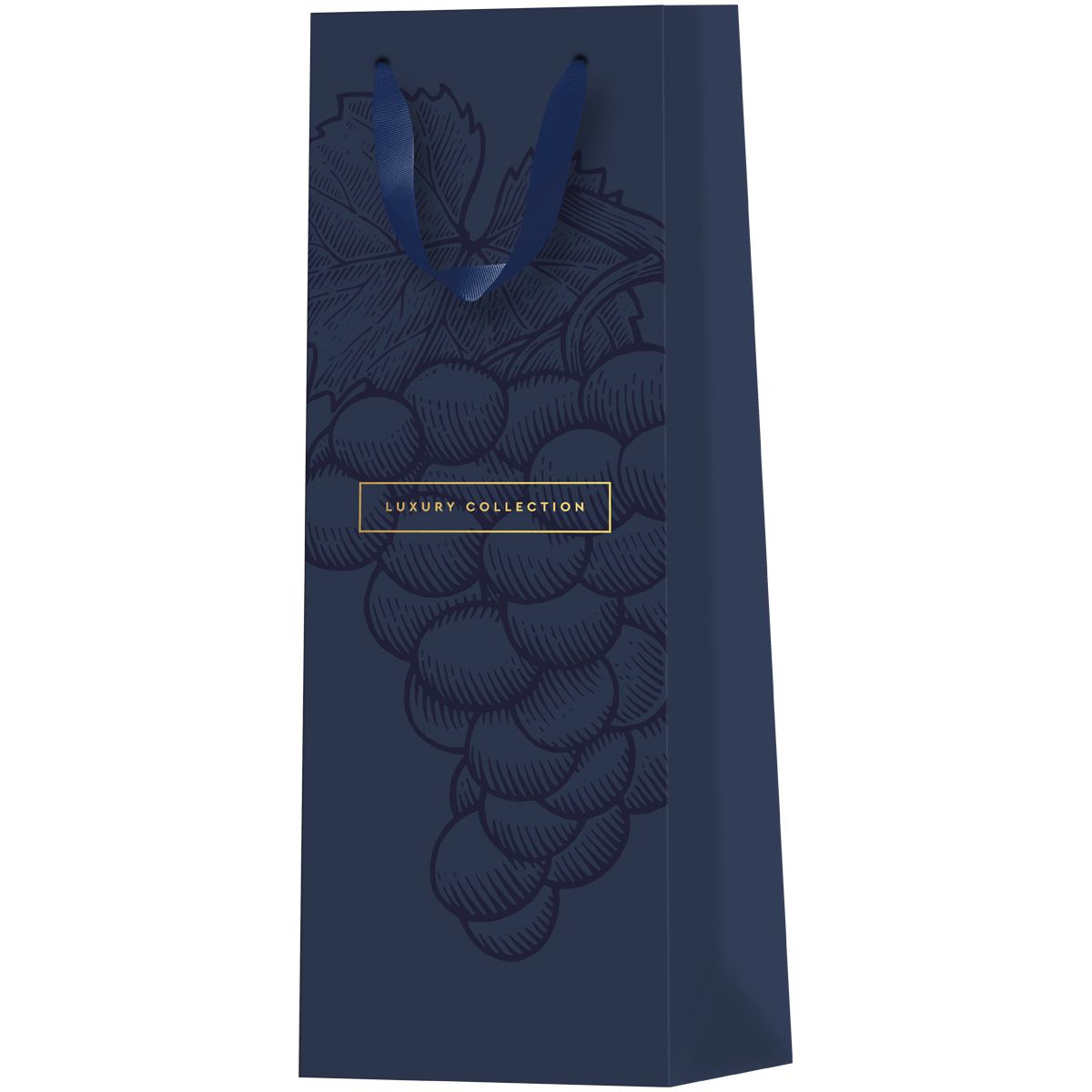 Пакет подарочный 12*36*8,5см MESHU "Grape", матовое ламинирование, отд.фольгой, под бутылку