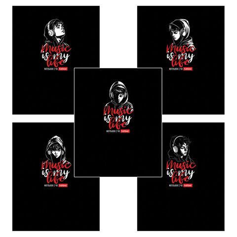 Тетрадь А5 48л. HATBER скоба, клетка, выборочный лак, Music is my life (микс в спайке), 091471, 48Т5вмВ1