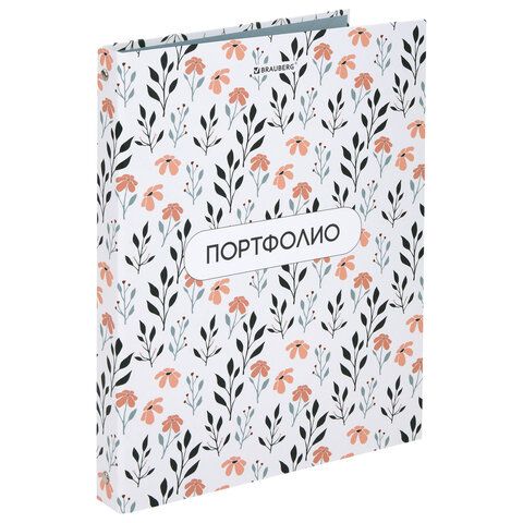Папка-портфолио универсальная, 4 кольца, 20 файлов, 7БЦ матовая, BRAUBERG "Flowers", 117556