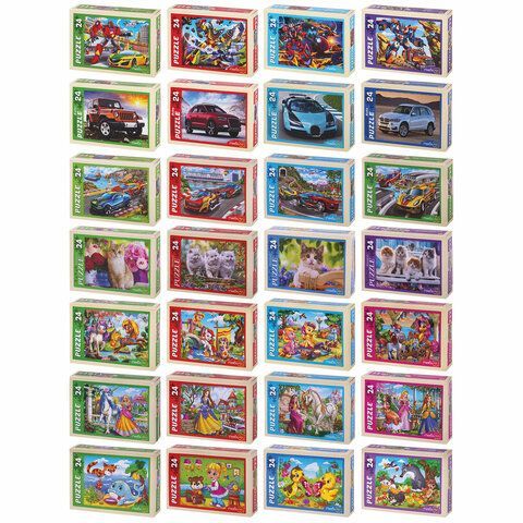 Пазлы картонные 24 элемента, КОМПЛЕКТ 32 шт., поле 17,5 х 13 см, РЫЖИЙ КОТ