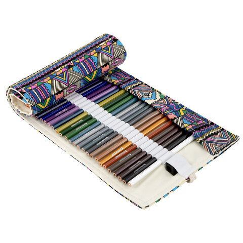 Карандаши цветные стираемые в пенале-скрутке BRAUBERG, 48 цветов + точилка и ластик, 182071