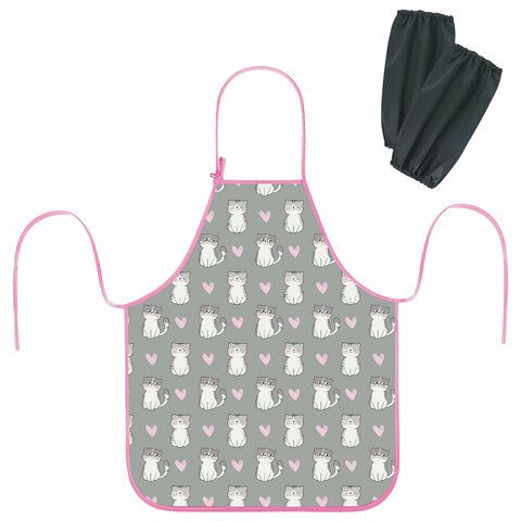 Фартук с нарукавниками для уроков труда ЮНЛАНДИЯ, регулировка по росту, 46х54 см, Sweet whiskers, 273766