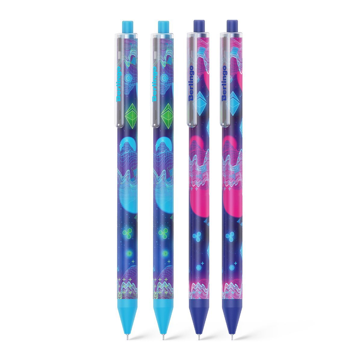 Ручка шариковая автоматическая Berlingo "Retro Future" синяя, 0,7 мм, грип, рисунок на корпусе, ассорти
