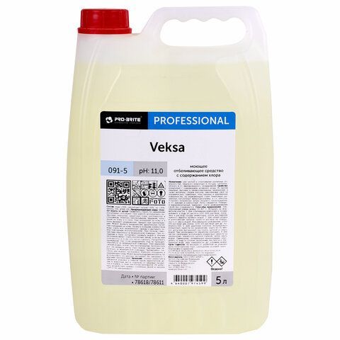 Средство для уборки санитарных помещений 5л PRO-BRITE VEKSA, кислотное, концентрат, 091-5 