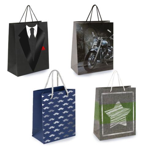 Пакет подарочный (1 штука) 26х13х32 см (L), "Man Style", ассорти, фольга, выборочный лак, ЗОЛОТАЯ СКАЗКА, 700813