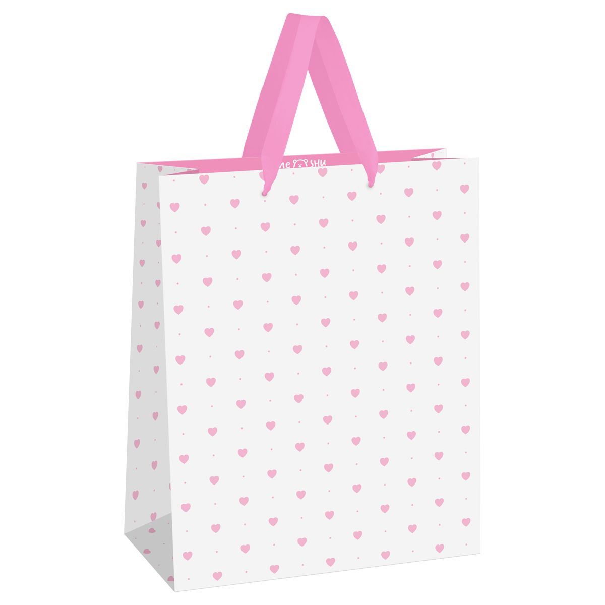 Пакет подарочный 33*42*12см MESHU "Hearts pattern", фольга, матовая ламинация