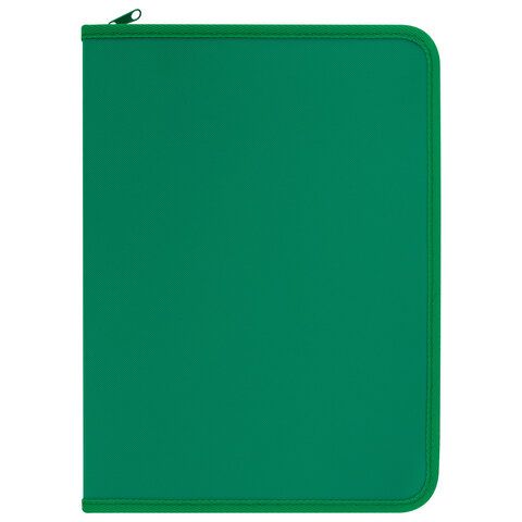 Папка объемная на молнии пластиковая на 4 кольцах, 35 мм, А4, BRAUBERG PIXEL,темно-зеленая, 0,7 мм, 273079