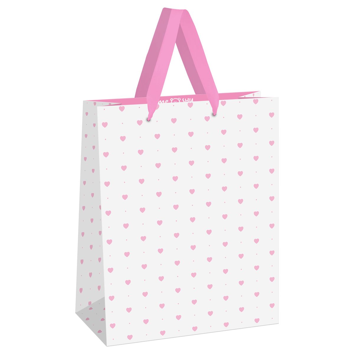 Пакет подарочный 26*32*12см MESHU "Hearts pattern", фольга, матовая ламинация