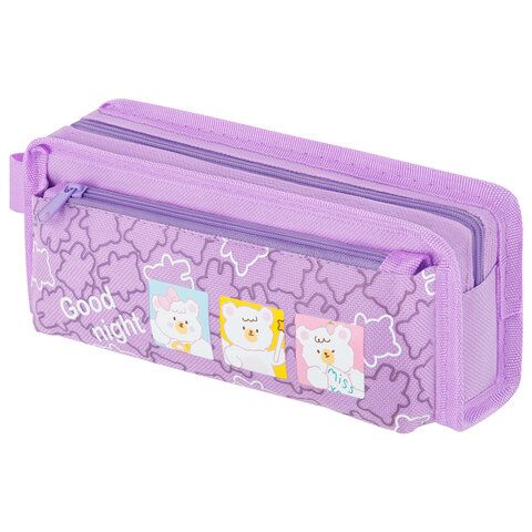 Пенал ЮНЛАНДИЯ ЮНИОР, 2 отделения, с ручкой, полиэстер, Bears, 21х8х6 см, 273815