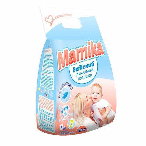 картинка Стиральный порошок гипоаллергенный для всех типов стирки 2,4 кг MAMIKA "Детский", бесфосфатный, 595/П от магазина