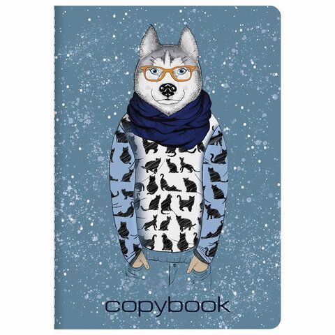 Тетрадь 40 л. в клетку обложка SoftTouch, бежевая бумага 70 г/м2, сшивка, А5 (147х210 мм), ВОЛК В ОЧКАХ, BRAUBERG, 403767