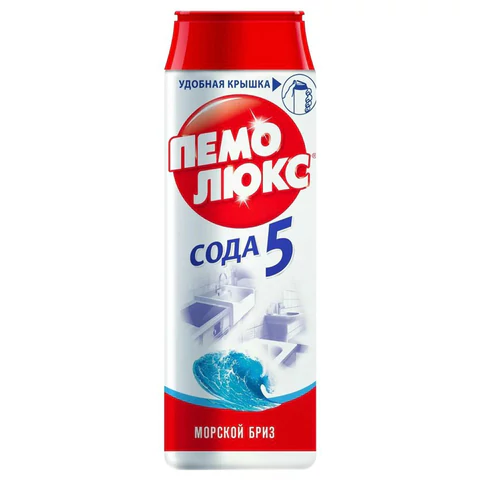 Чистящее средство 480 г, ПЕМОЛЮКС Сода-5 "Морской бриз", порошок 