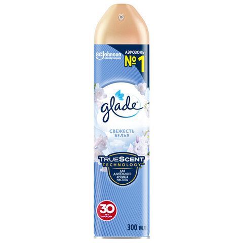 Освежитель воздуха аэрозольный 300мл GLADE "Свежесть белья", ш/к 33545, 864930 
