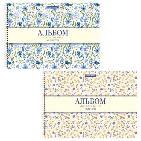 Альбомы для рисования ДЭК, А4, 40 л., КОМПЛЕКТ 2 шт., гребень, рельефный картон, BRAUBERG, 200х290 мм, "Паттерн", 107744