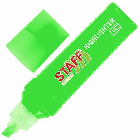 Текстовыделитель STAFF "EVERYDAY HL-707", ЗЕЛЕНЫЙ, линия 1-5 мм, скошенный наконечник, 152543