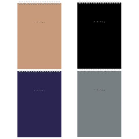 Блокнот БОЛЬШОЙ ФОРМАТ А4 198х297 мм, 80 л., гребень, подложка, клетка, BRAUBERG "Minimal Classic", 116424