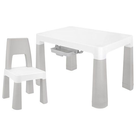 Стол детский + стул BRABIX KIDS CS-003, 2-7 лет, пластик белый + серый, 533292