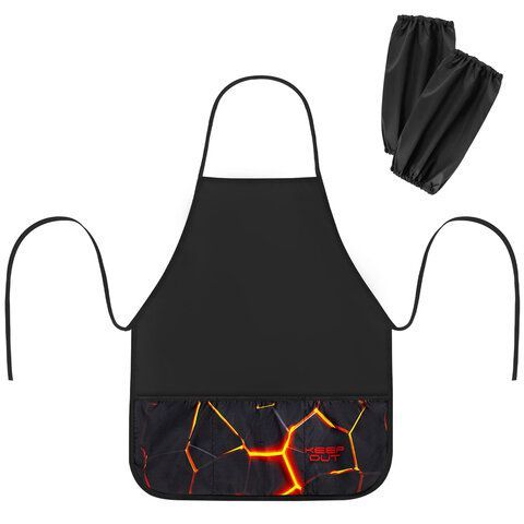 Фартук с нарукавниками для уроков труда BRAUBERG, 3 кармана, 46x54 см, Keep out, 273758