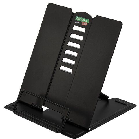 Подставка для книг и учебников BRAUBERG KIDS mini "Black", регулируемый угол наклона, металлическая, 238972