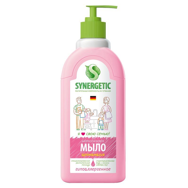 Мыло жидкое Synergetic "Аромамагия", биоразлагаемое, с дозатором, 500мл