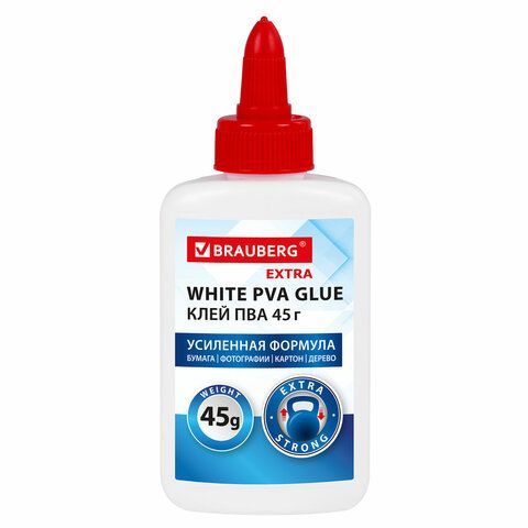 Клей ПВА, усиленный, BRAUBERG Extra (бумага, фотографии, картон, дерево), 45 г, 271938