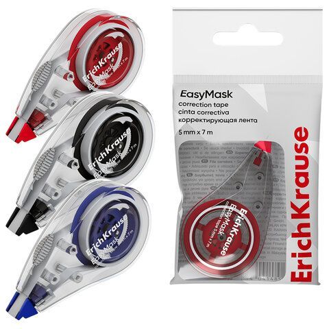 Корректирующая лента ERICH KRAUSE "Easy Mask" 5 мм х 7м, корпус ассорти, европодвес, 53195