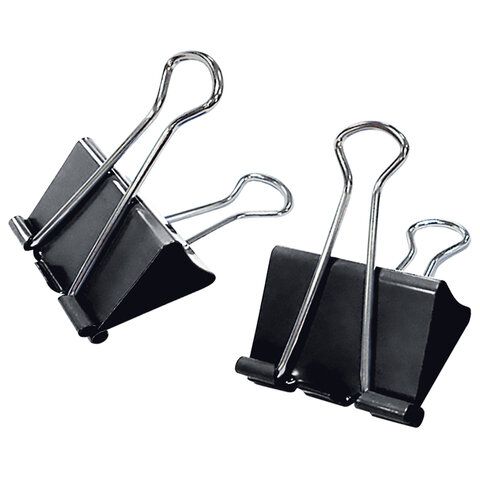 Зажимы для бумаг STAFF ECO, КОМПЛЕКТ 12 шт., 19 мм, на 60 листов, черные, картонная коробка, 274031