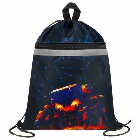 Мешок для обуви BRAUBERG, с петлей, светоотражающая полоса, 2 отделения, 46х36 см,Fire spider,273450